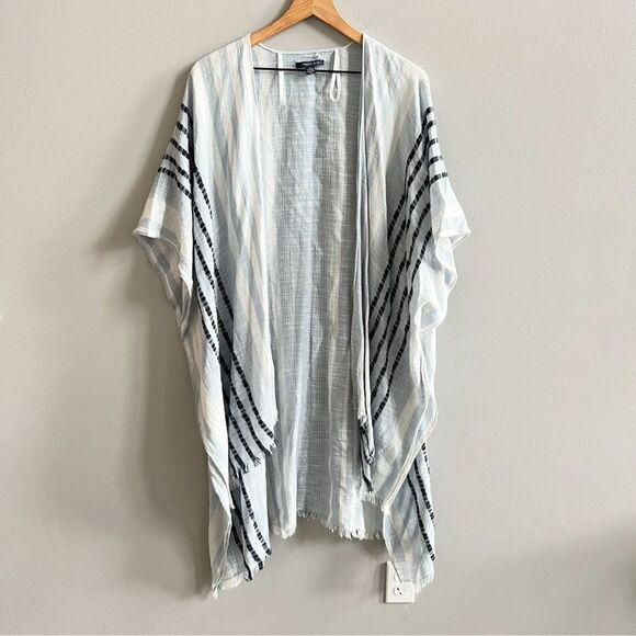 American Eagle Boho Striped Cover Up Fringe Kimono Blue, Navy, White Size O/S - Picture 1 of 5